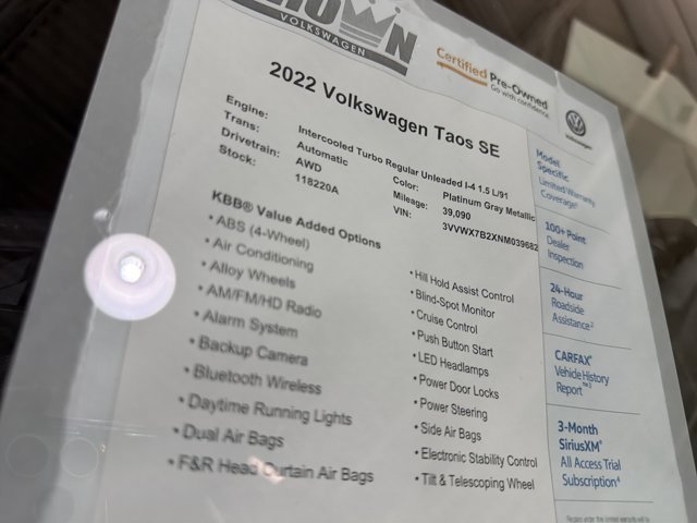Certified 2022 Volkswagen Taos SE AWD/4WD image 40