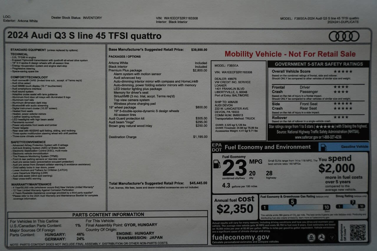 Used 2024 Audi Q3 2.0T Premium Plus w/ Premium Plus Package image 91