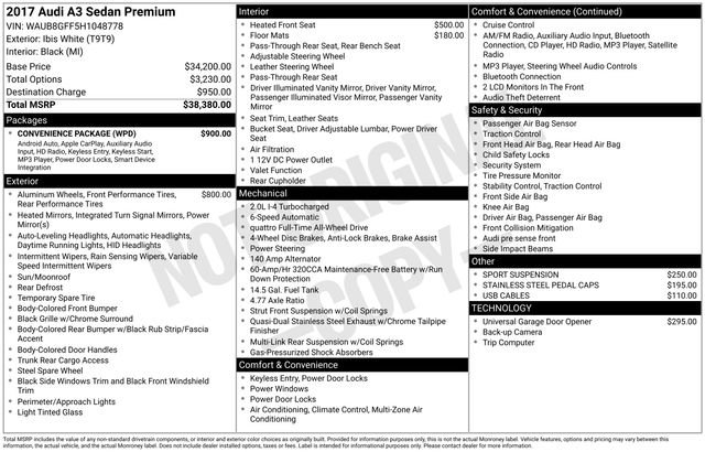 Used 2017 Audi A3 2.0T Premium w/ Convenience Package image 34