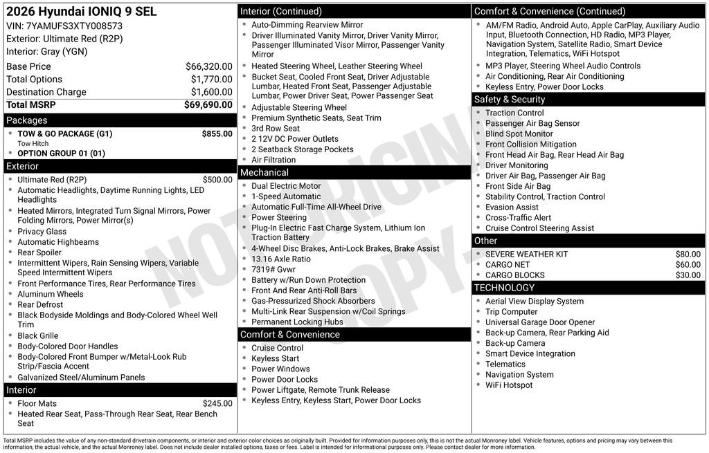 New 2026 Hyundai Ioniq 9 SEL w/ Tow & Go Package AWD/4WD image 7