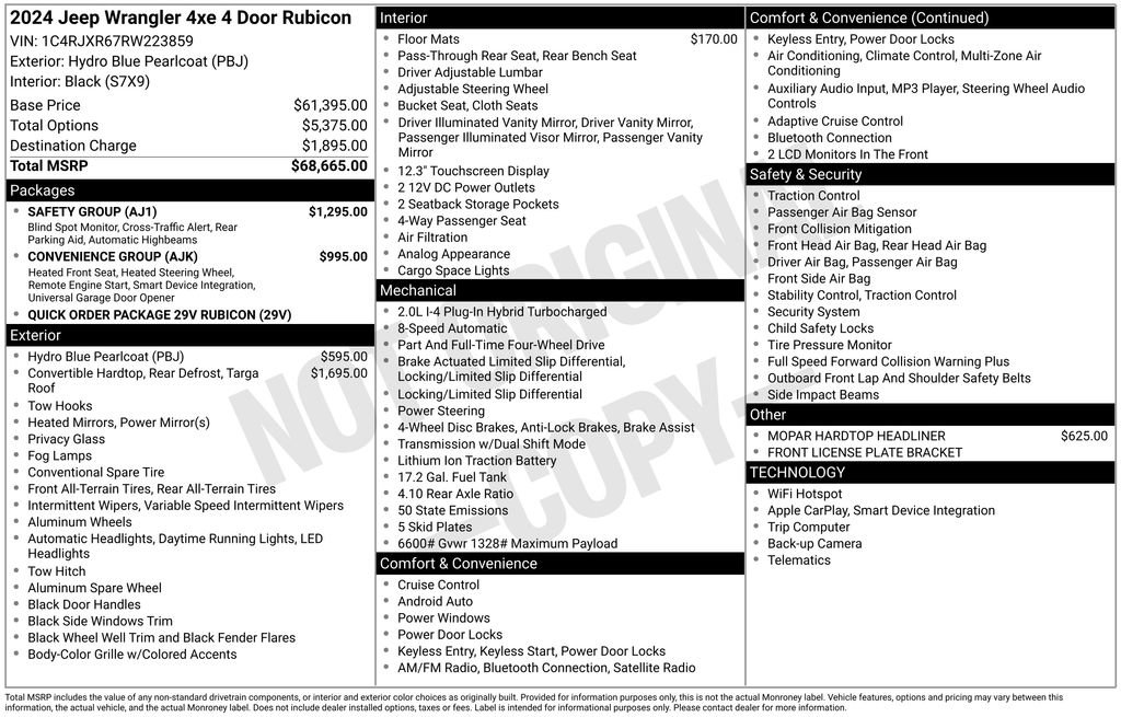 Used 2024 Jeep Wrangler Unlimited Rubicon 4xe w/ Safety Group image 3