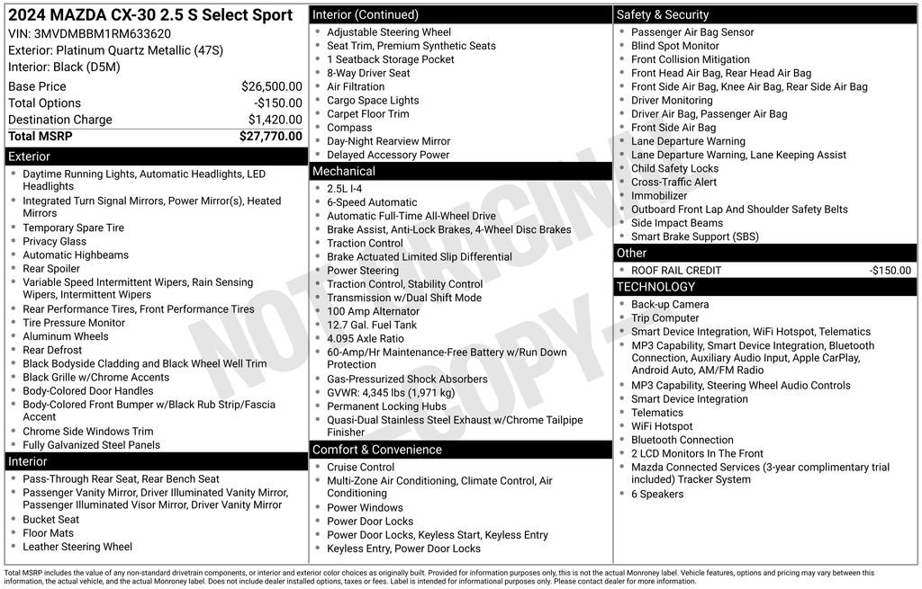 Used 2024 MAZDA CX-30 AWD 2.5 S w/ Select Sport Pkg image 32