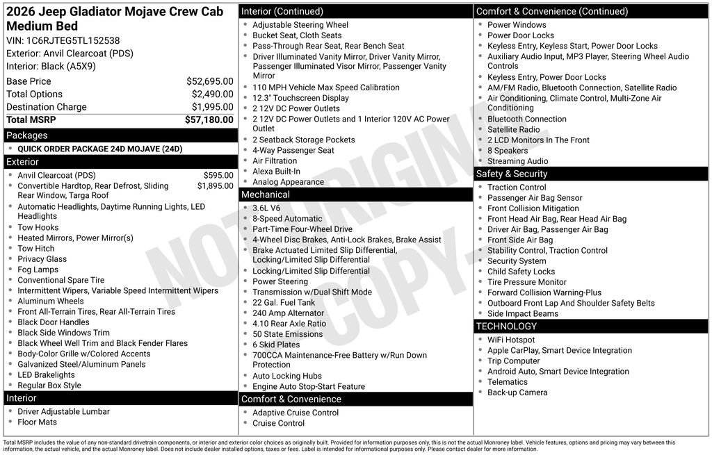 New 2026 Jeep Gladiator Mojave image 15