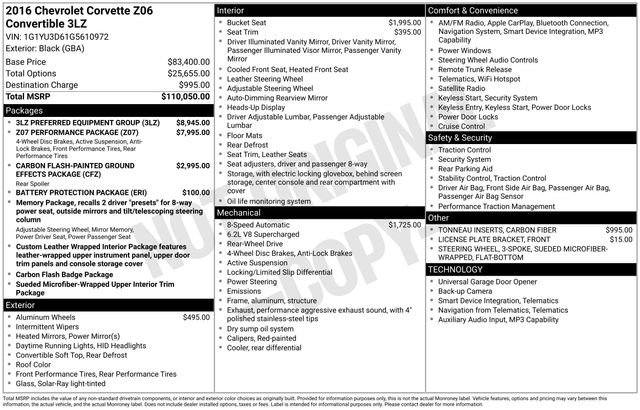 Used 2016 Chevrolet Corvette Z06 w/ 3LZ Preferred Equipment Group RWD image 15