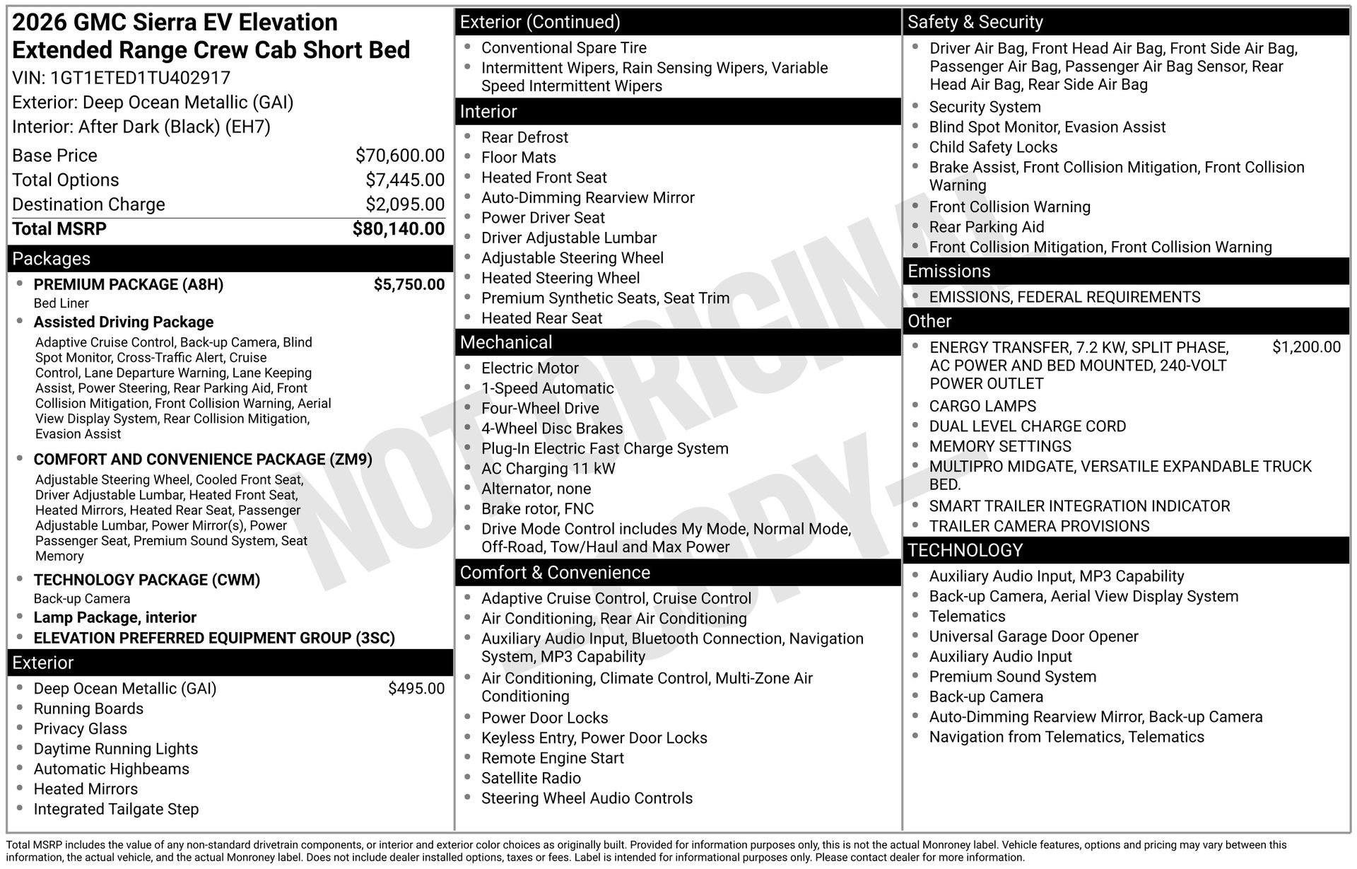 New 2026 GMC Sierra EV Elevation w/ Premium Package image 4