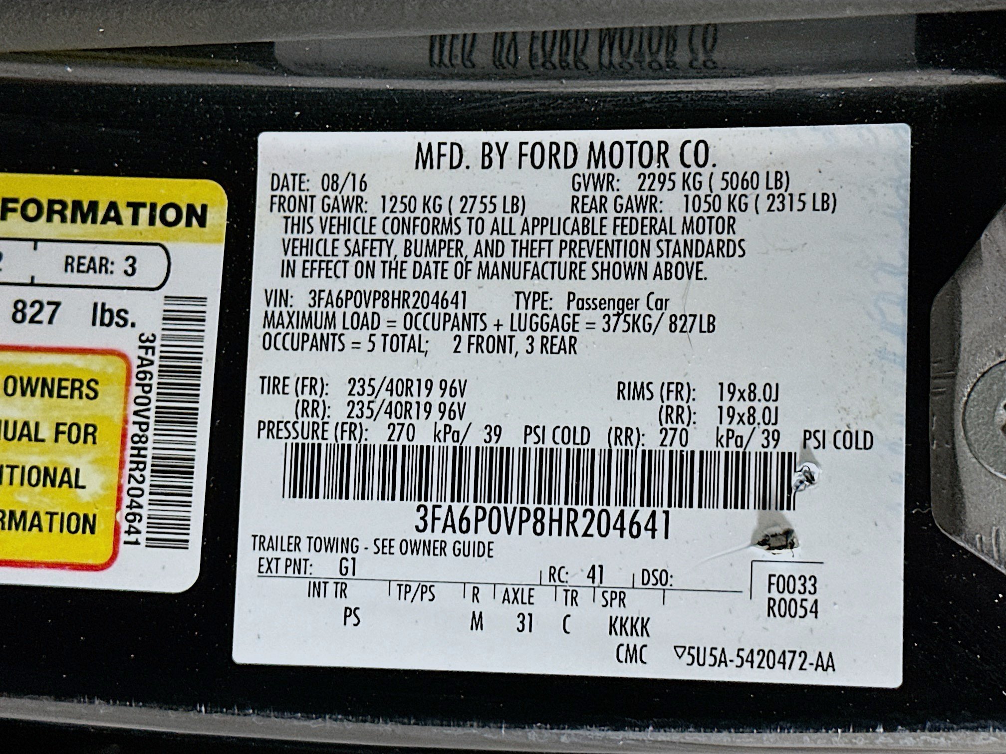 Used 2017 Ford Fusion Sport w/ Equipment Group 401A AWD/4WD image 12