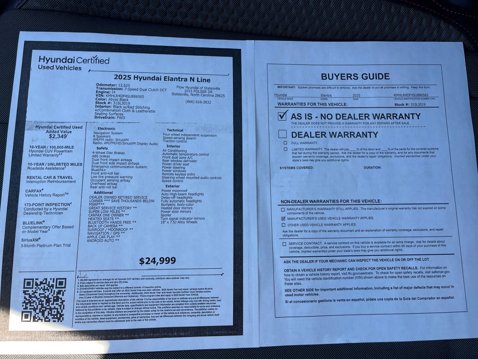 Certified 2025 Hyundai Elantra N Line image 33