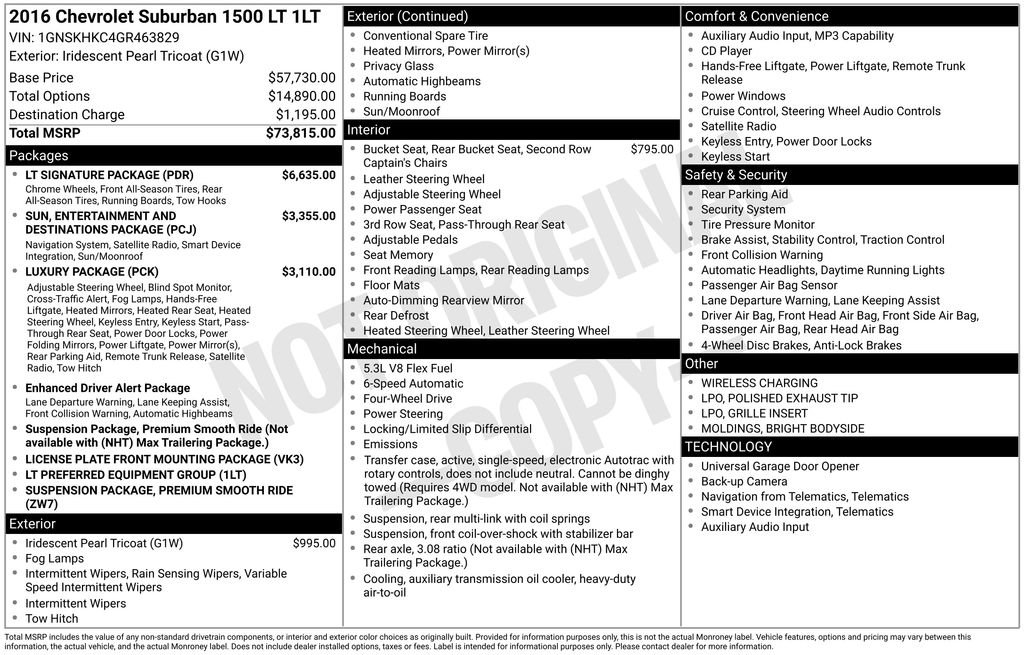 Used 2016 Chevrolet Suburban LT w/ LT Signature Package AWD/4WD image 19