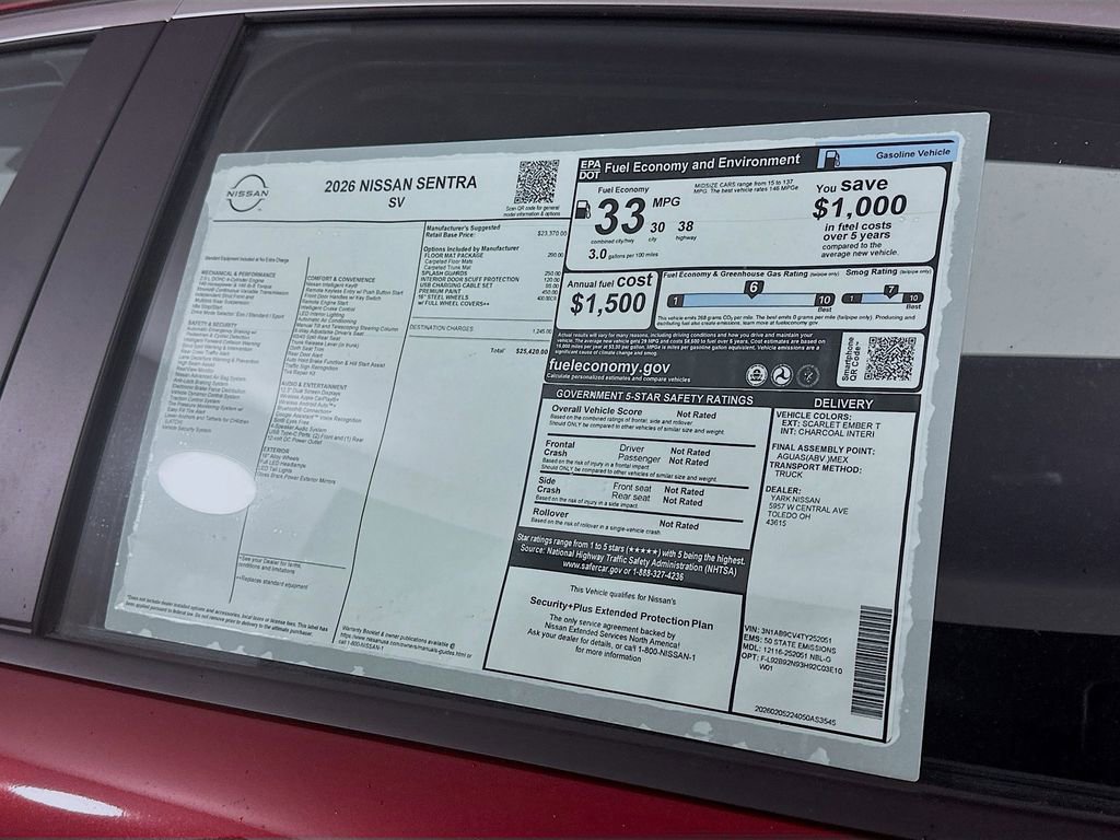 New 2026 Nissan Sentra SV w/ Floor Mat Package image 13