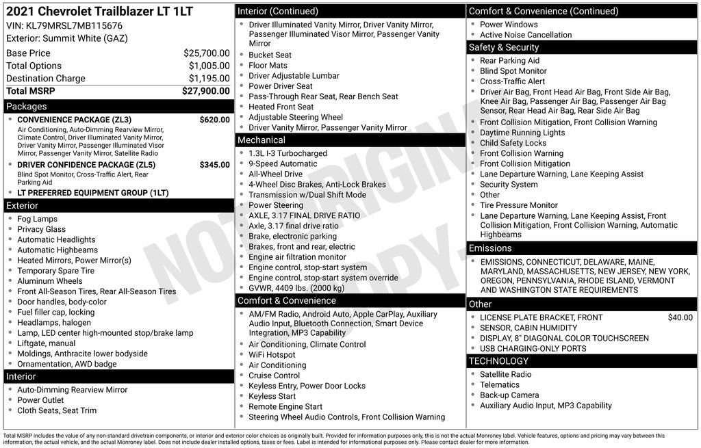 Used 2021 Chevrolet TrailBlazer LT w/ Convenience Package image 6