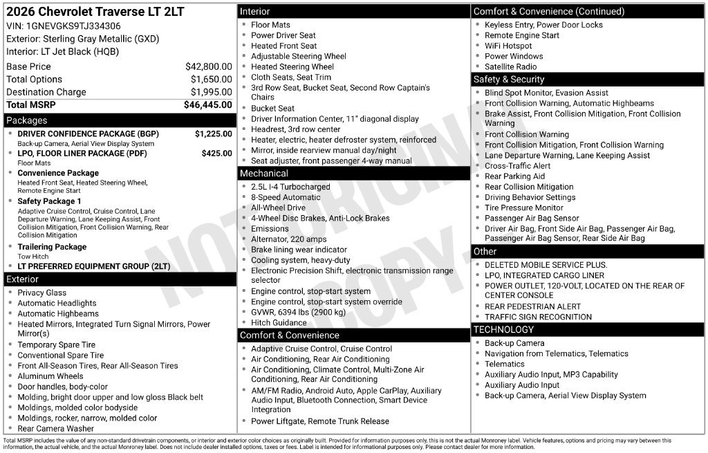 New 2026 Chevrolet Traverse LT w/ Driver Confidence Package AWD/4WD image 4