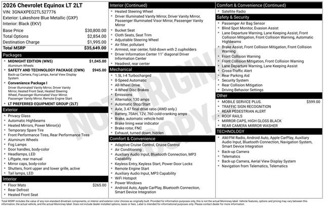New 2026 Chevrolet Equinox LT w/ Midnight Edition AWD/4WD image 4