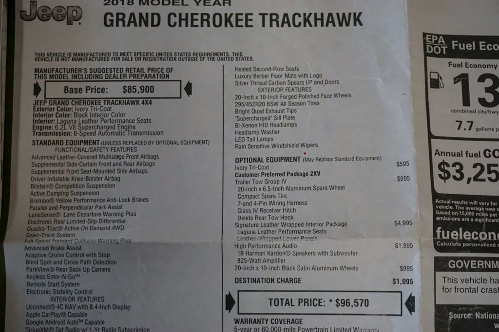 Used 2018 Jeep Grand Cherokee Trackhawk image 92