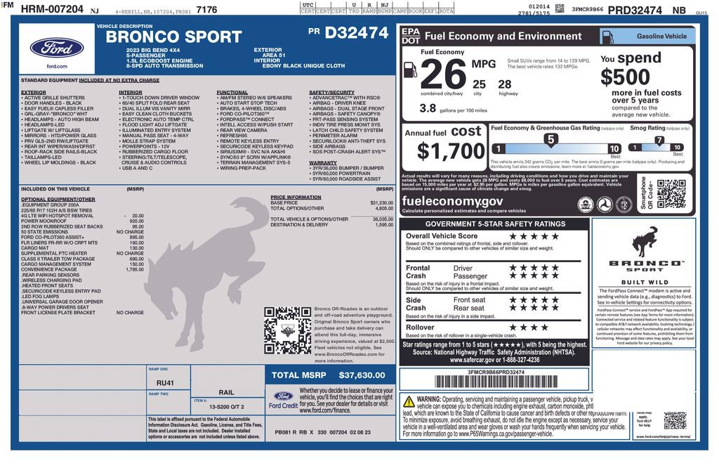 Used 2023 Ford Bronco Sport Big Bend w/ Convenience Package AWD/4WD image 9