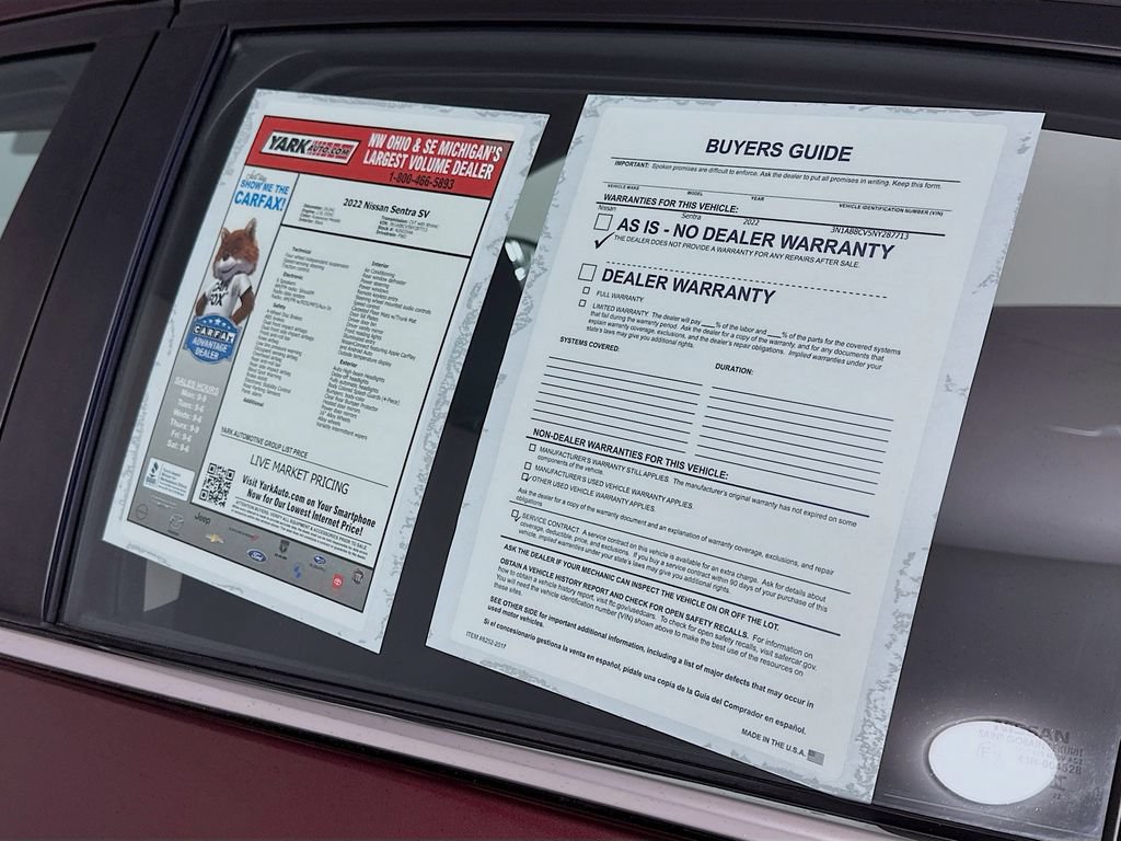 Used 2022 Nissan Sentra SV FWD image 14