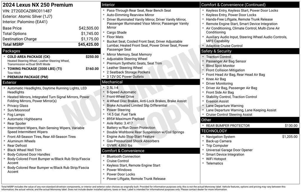 Used 2024 Lexus NX 250 FWD w/ Cold Area Package image 6