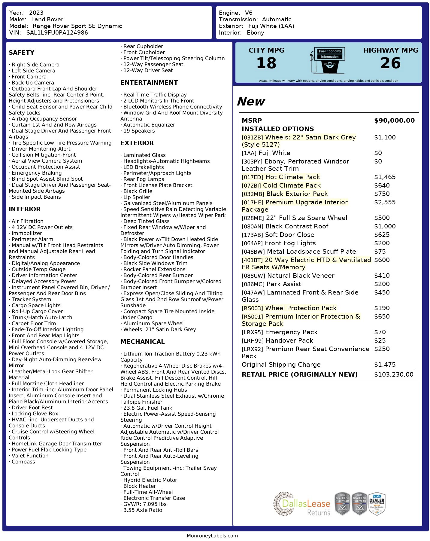 Used 2023 Land Rover Range Rover Sport SE Dynamic image 3