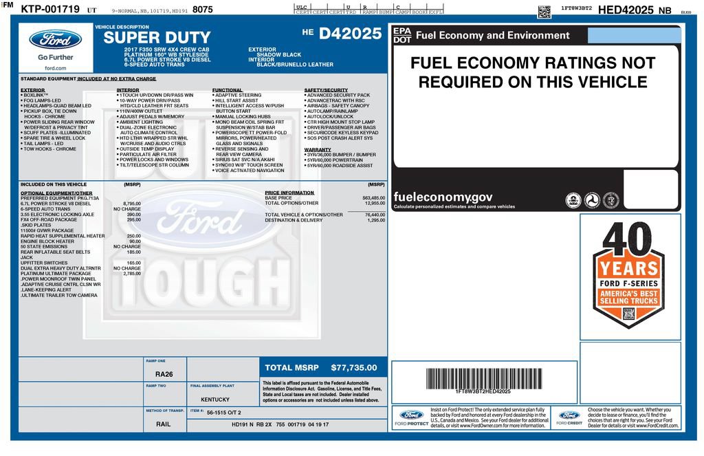 Used 2017 Ford F350 Platinum w/ Platinum Ultimate Package AWD/4WD image 42