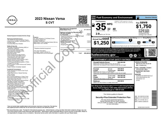 Used 2023 Nissan Versa S w/ S Plus Package FWD image 7