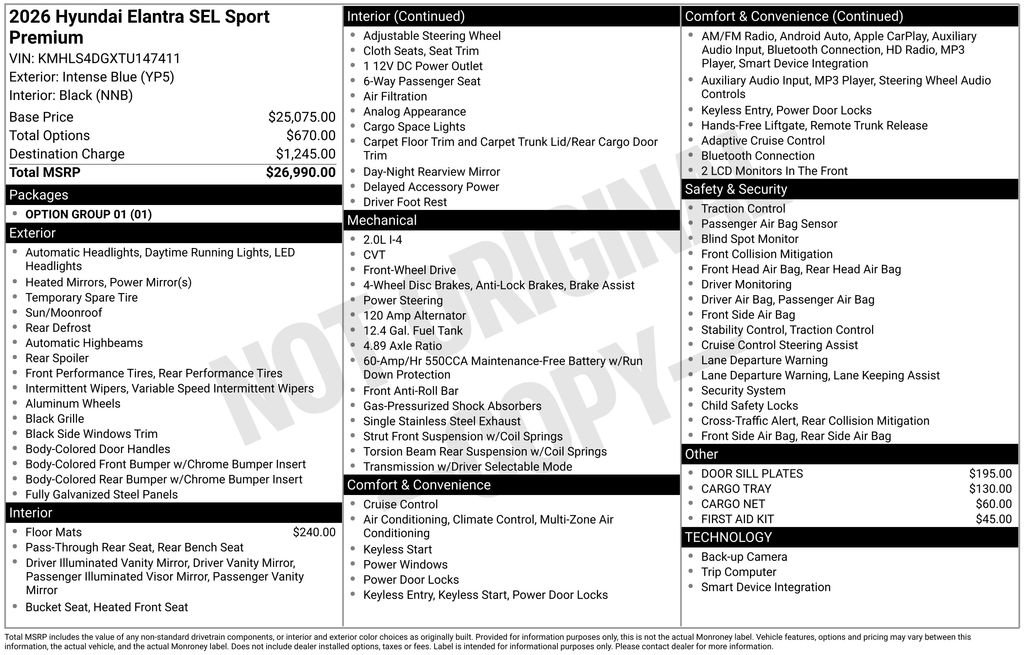 New 2026 Hyundai Elantra SEL Sport image 4