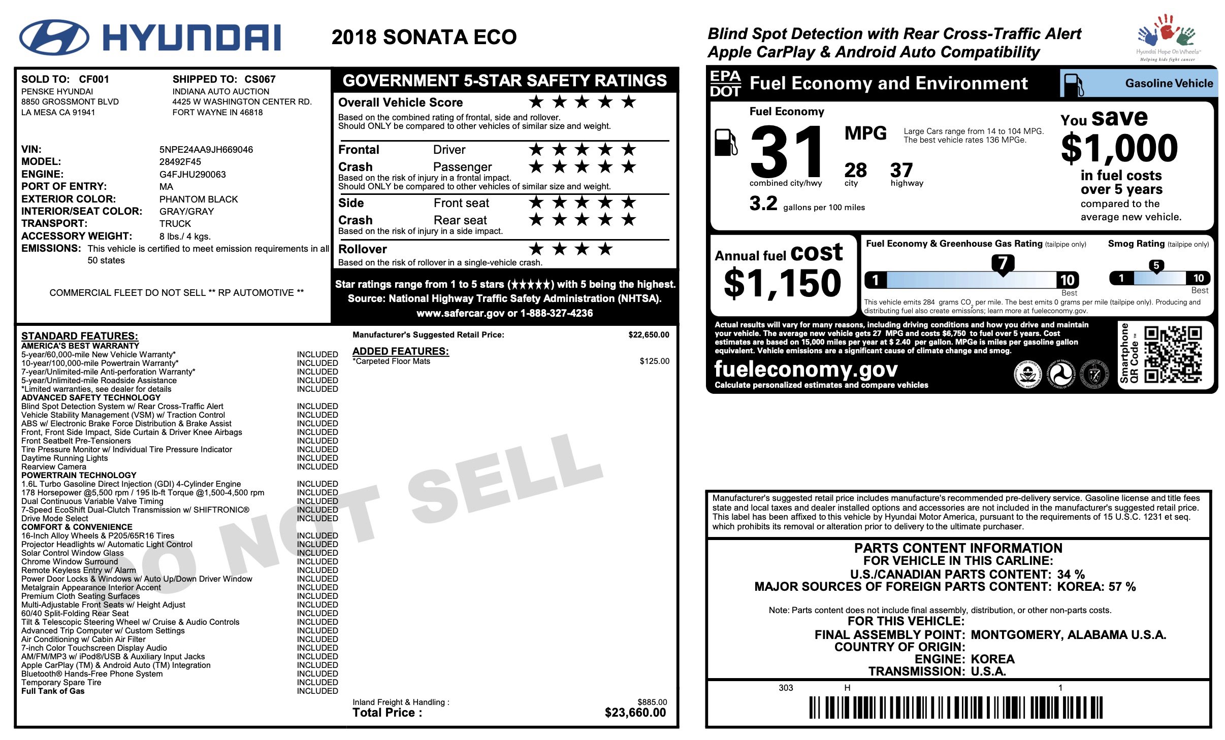 Used 2018 Hyundai Sonata ECO image 5