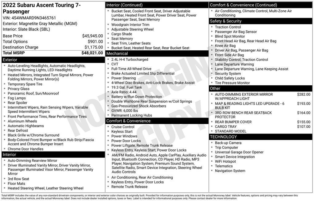 Certified 2022 Subaru Ascent Touring image 28