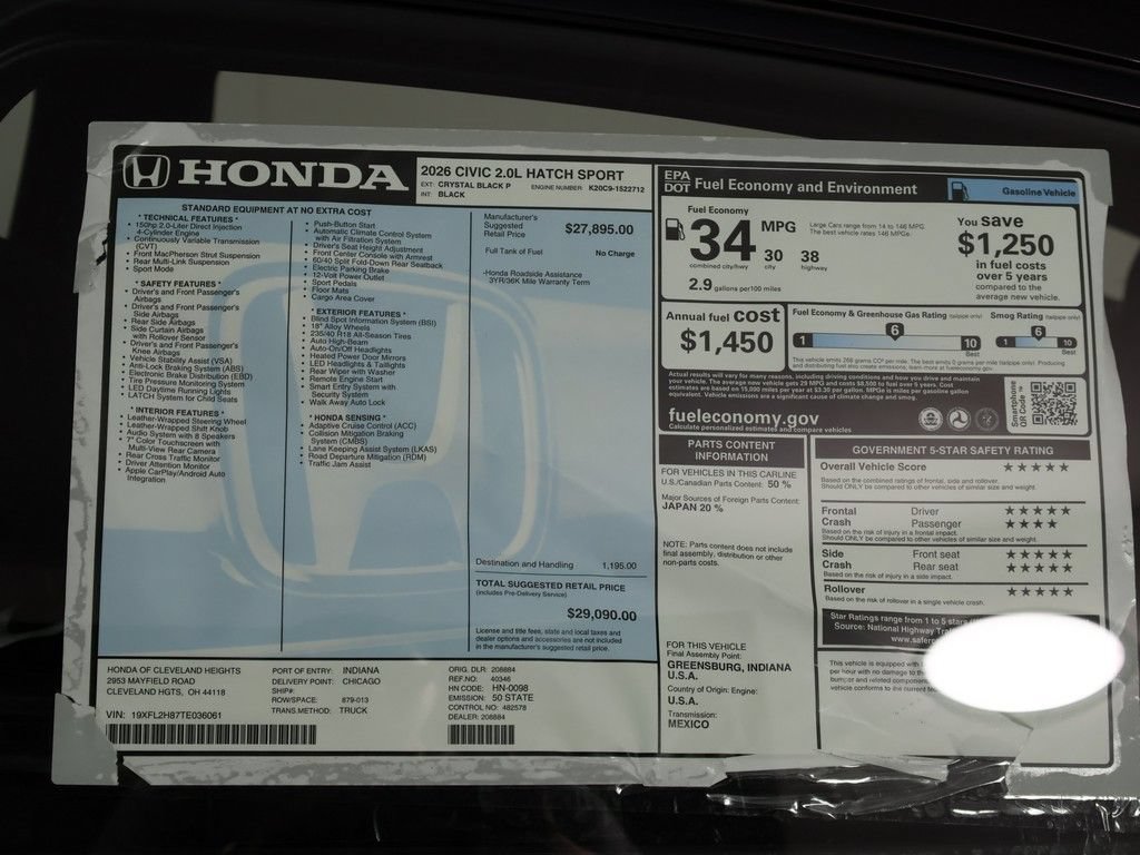 New 2026 Honda Civic Sport image 24