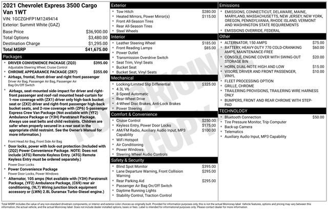 Used 2021 Chevrolet Express 3500 Work Van w/ Driver Convenience Package image 7