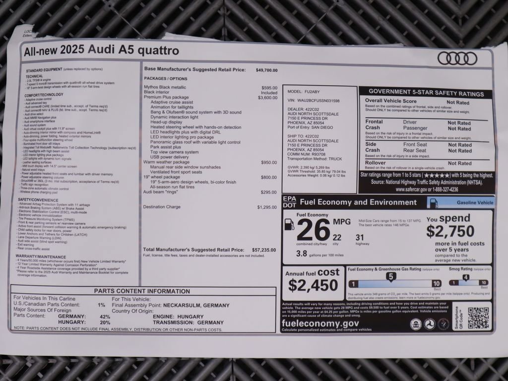 Used 2025 Audi A5 2.0T Premium Plus w/ Premium Plus image 9