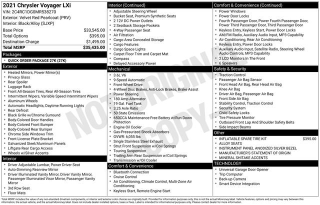 Used 2021 Chrysler Voyager Lxi FWD image 13