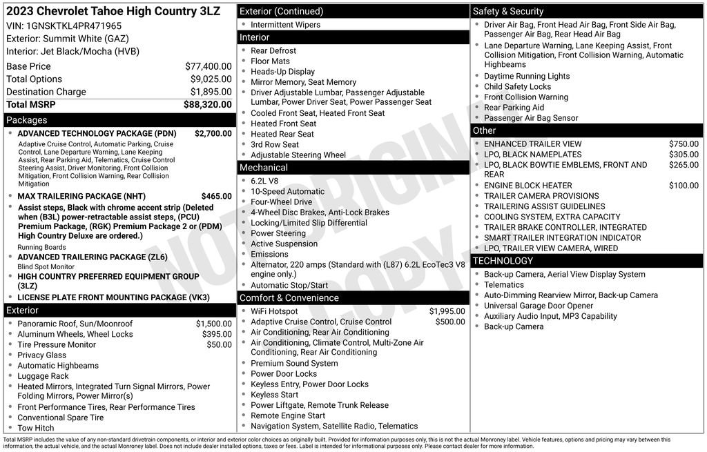 Certified 2023 Chevrolet Tahoe High Country w/ Advanced Technology Package AWD/4WD image 5