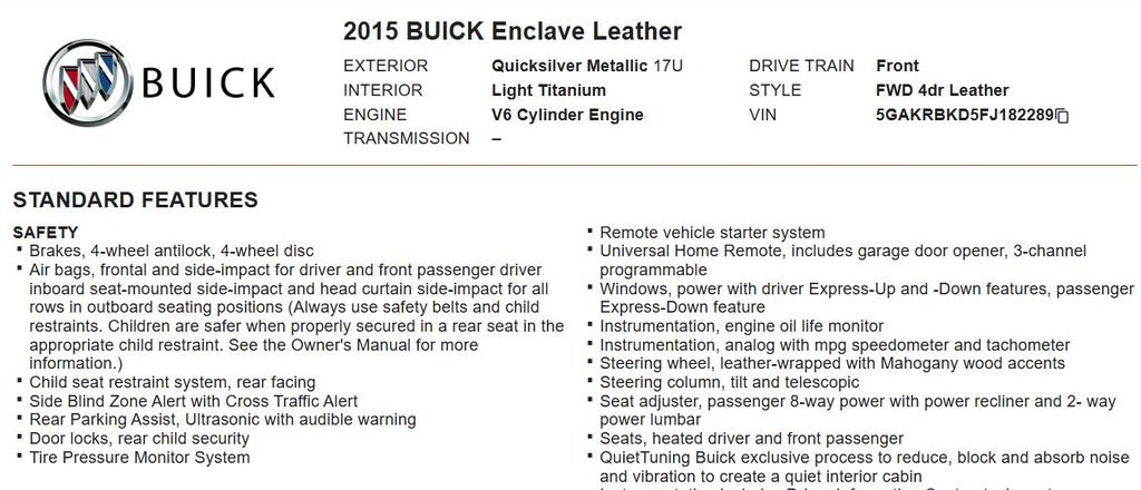 Used 2015 Buick Enclave Leather FWD image 16
