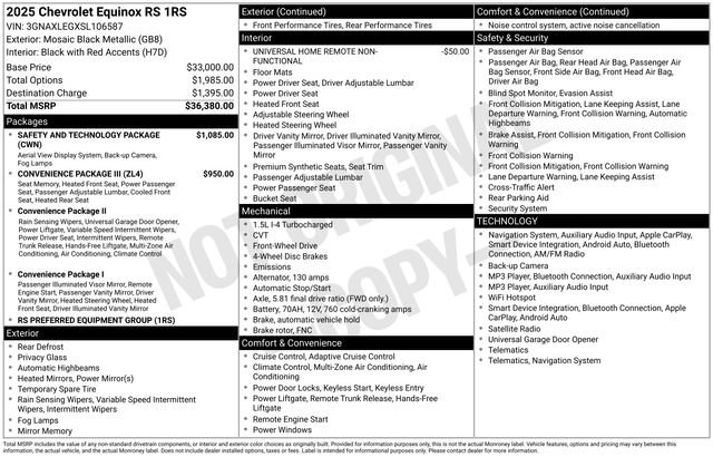 Used 2025 Chevrolet Equinox RS w/ Safety and Technology Package FWD image 5