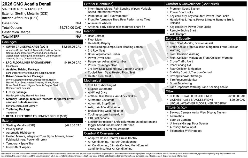 New 2026 GMC Acadia Denali w/ Super Cruise Package image 5