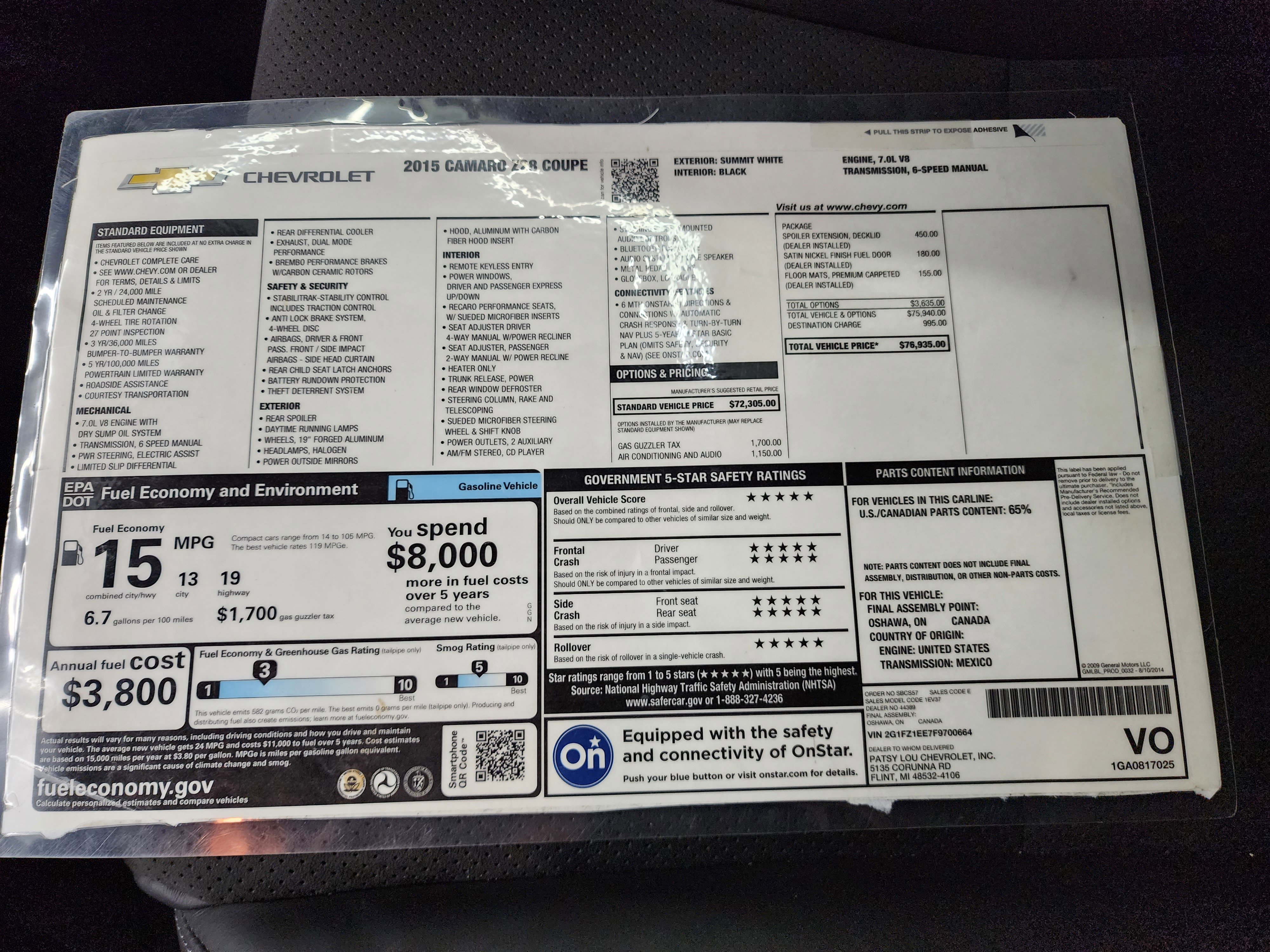 Used 2015 Chevrolet Camaro Z/28 image 38