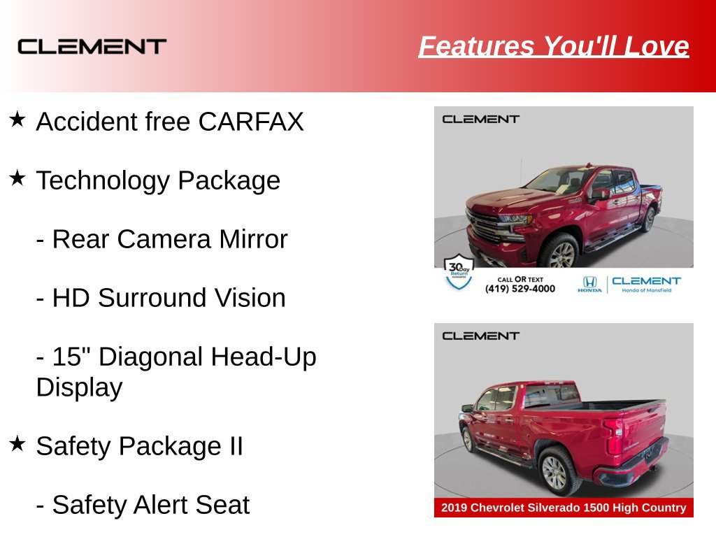 Used 2019 Chevrolet Silverado 1500 High Country w/ Technology Package AWD/4WD image 10