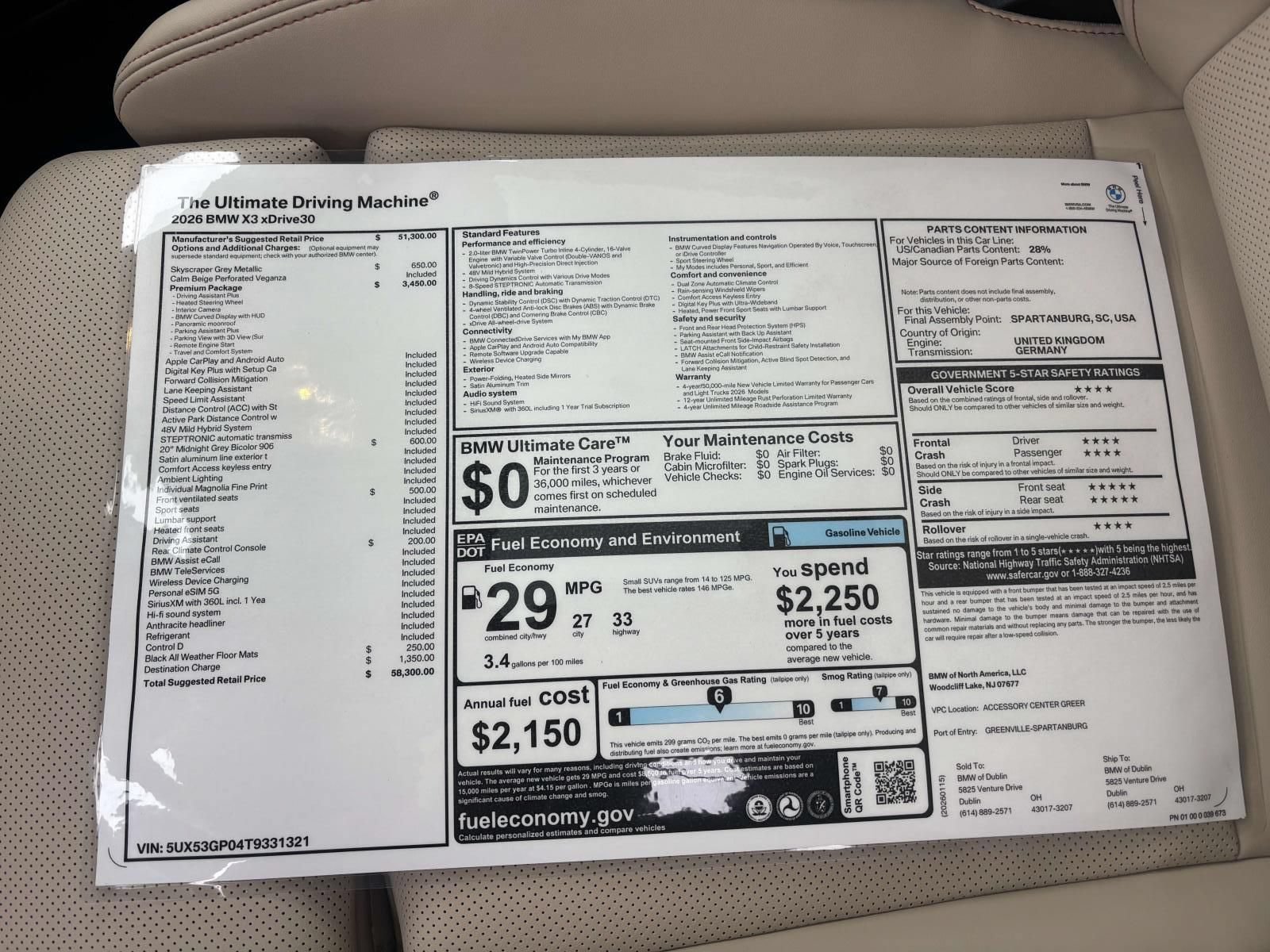 New 2026 BMW X3 xDrive30 w/ Premium Package AWD/4WD image 32