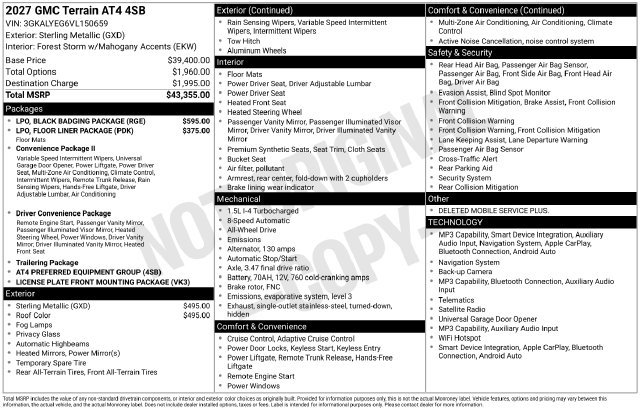 New 2027 GMC Terrain AT4 w/ LPO, Black Badging Package AWD/4WD image 17