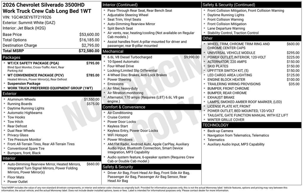 New 2026 Chevrolet Silverado 3500 W/T w/ WT/CX Safety Package AWD/4WD image 24
