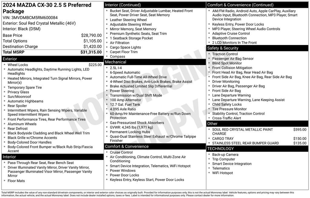 Certified 2024 MAZDA CX-30 AWD 2.5 S w/ Preferred Package image 24