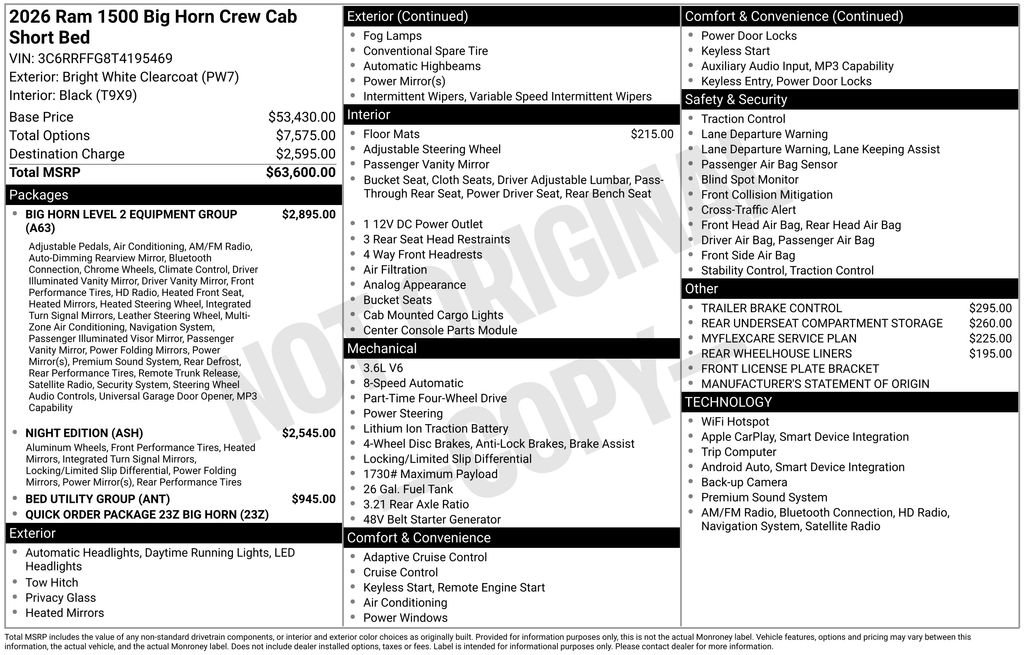 New 2026 RAM 1500 Big Horn AWD/4WD image 6