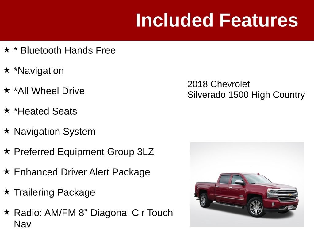 Used 2018 Chevrolet Silverado 1500 High Country AWD/4WD image 3