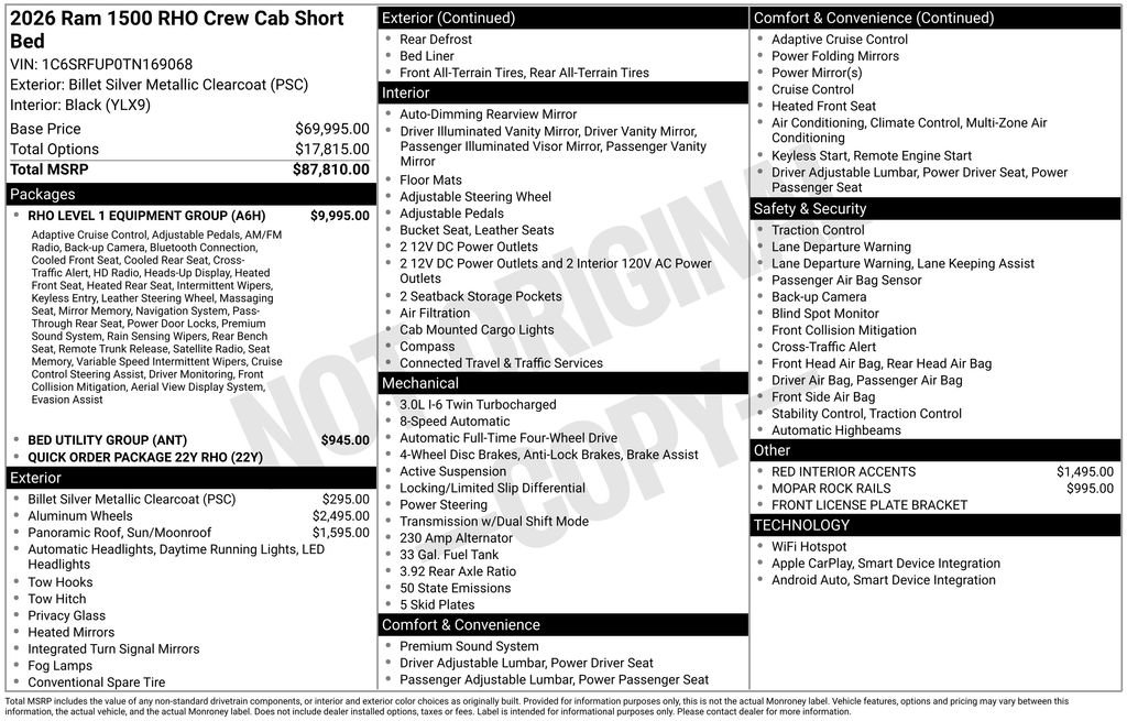 New 2026 RAM 1500 RHO w/ RHO Level 1 Equipment Group image 3