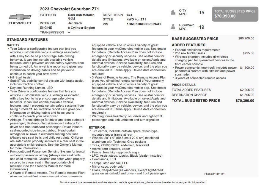 Certified 2023 Chevrolet Suburban Z71 AWD/4WD image 37