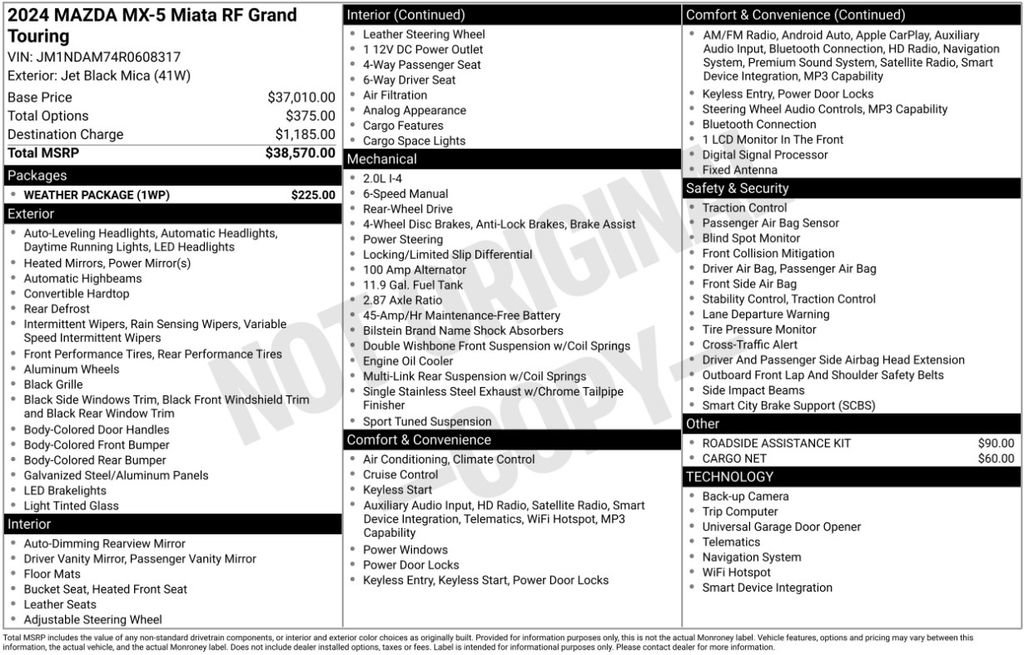 Used 2024 MAZDA MX-5 Miata RF Grand Touring w/ Weather Package image 3