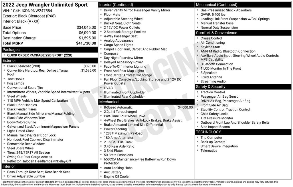 Used 2022 Jeep Wrangler Unlimited Sport AWD/4WD image 15