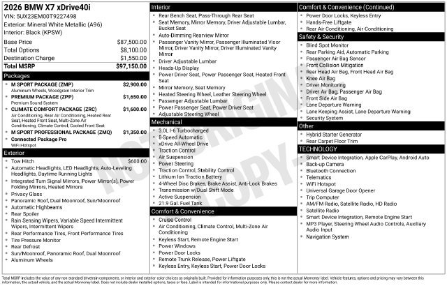 Used 2026 BMW X7 xDrive40i w/ M Sport Package AWD/4WD image 40
