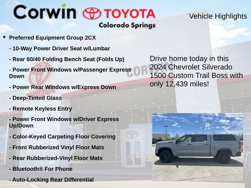 Used 2024 Chevrolet Silverado 1500 Custom Trail Boss w/ LPO, Dark Essentials Package AWD/4WD image 7