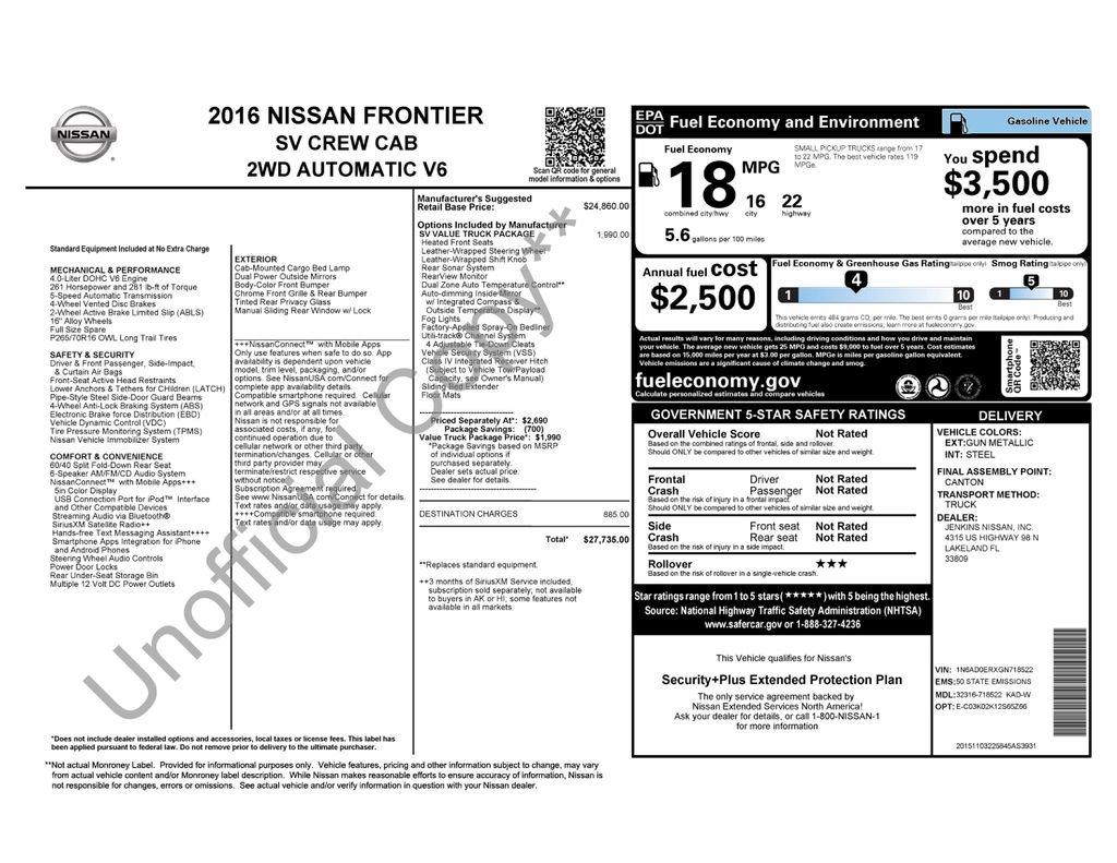 Used 2016 Nissan Frontier SV w/ SV Value Truck Package RWD image 5