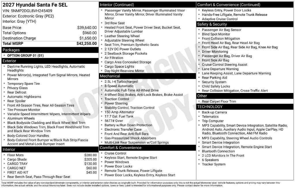 New 2027 Hyundai Santa Fe SEL AWD/4WD image 26